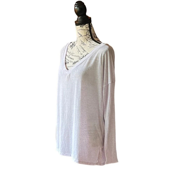 Victoria's Secret Flax Blend Loose-Fit V-Neck Top Pale Lavender Heather Size M - Picture 3 of 11